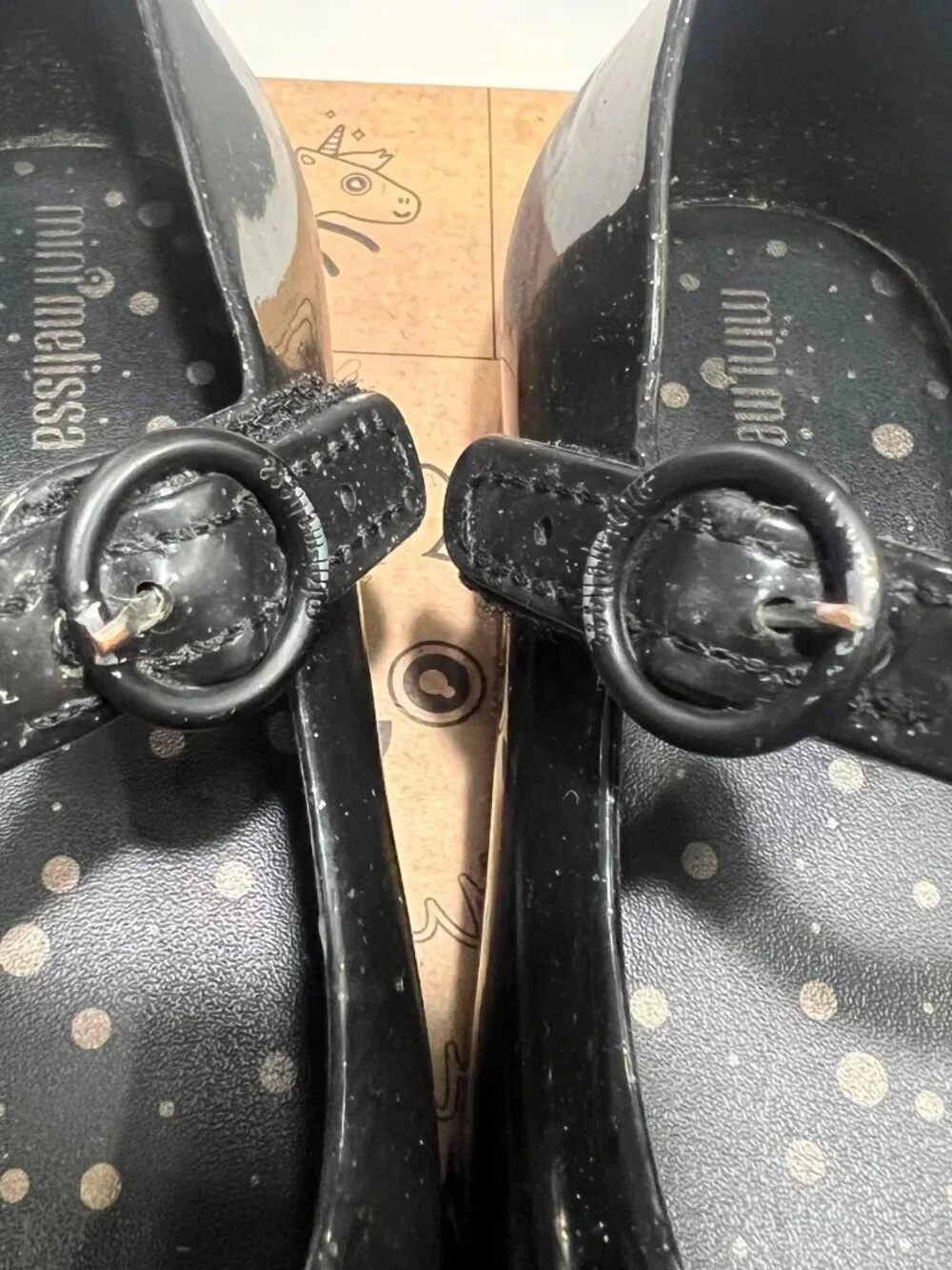 Mini Melissa Sweet Love Princess BB Black Glitter Bow Shoes Size 10 Toddler